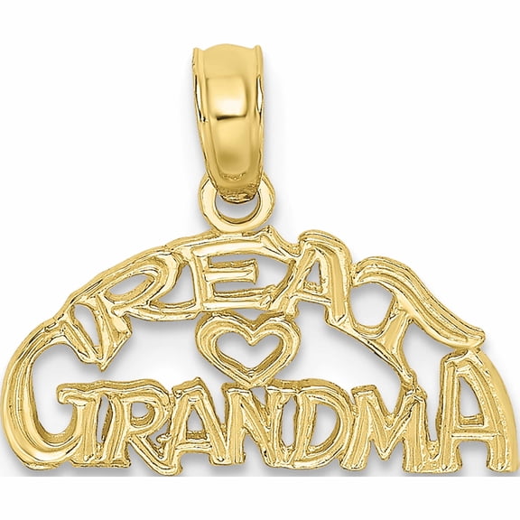 10K Yellow Gold Block And Engraved Great Grandma Charm (11.9 X 16.3) Made In United States -Jewelry By Sweet Pea