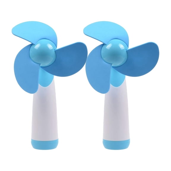 HIBIBUD Mini Handheld Fan Personal Fan Battery Soft Foam Blades Powered for Home and Travel Handheld portable fan 2PC Blue (2)