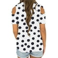 thumbnail image 4 of Women's Summer Shirts Short Sleeve Tunic Strappy Cold Shoulder Tops Polka Dolt Pullover Fashion Casual Blouses (XL, White), 4 of 6