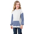 thumbnail image 2 of Mercatoo Girls Color 𝐁lock Hoodies Long Sleeve Cute 𝐏reppy Lightweight Pullover Sweatshirt with Pocket Cotton Loose Solid Tops, 2 of 7