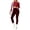 Wine, variant on SETOOFF Women 3 Piece Workout Outfit Set, Off Shoulder Long Sleeve Crop Top Sports Bra High Waist Full Length Yoga Leggings Athletic Fitness Loungewear Tracksuit