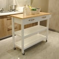 thumbnail image 3 of AUSILVER Kitchen Storage Carts with 2 Drawer Lockable, MDF Wood White, 3 of 9