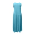 thumbnail image 5 of Women's Solid Color Loose Casual Side Pocket Sleeveless Dress Blue S, 5 of 6