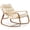 Cream White-1 Piece, variant on Vitarpatio Oversized Rocking Chair with Cushion and Armrest, Indoor Outdoor Rocking Chair, Patio Papasan Rocker Heavy Duty Rocking Lounge Chair Recliner for Porch, Wood Grain Finish, 400 lbs Capacity