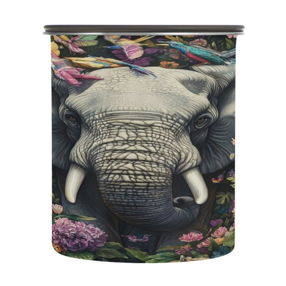 Wobogo Majestic Elephant Food Storage Jars 304 Food Grade Stainless Steel Canisters With Vacuum Airtight Lids for Coffee Snacks Nuts Cereal 900ML