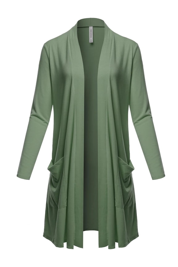 Women's Premium Long Sleeve Regular Fit Open Front Pocket Cardigan