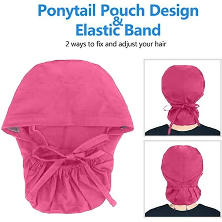 CieKen Scrub Cap With Buttons Bouffant Hat With Sweatband for Womens and Mens