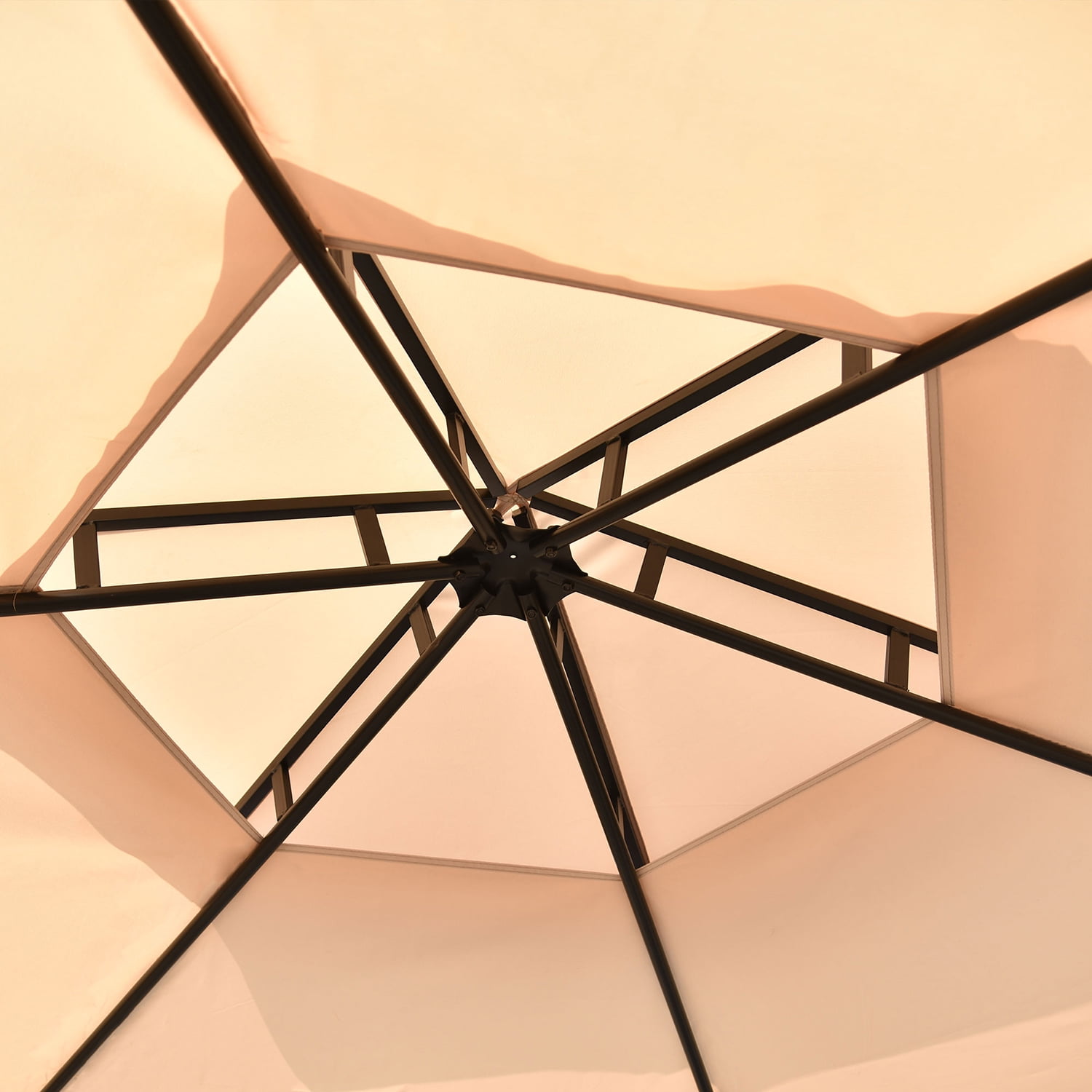 Kadyn Patio Outdoor Gazebo, Double Roof Soft Canopy Gazebo with Mosquito Netting Suitable, Polyester Gazebo for Lawn and Garden, khaki Kadyn Patio Outdoor Gazebo, Double Roof Soft Canopy Gazebo with Mosquito Netting Suitable, Polyester Gazebo for Lawn and Garden, khaki