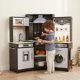 thumbnail image 5 of TLSUNNY Toddler Corner Play Kitchen Set, Wooden Toy Kitchen W/ Stove, Range Hood W/ Lights & Sound, Washer, Ice Maker, Accessories, for Ages 3+, 5 of 8