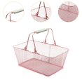 thumbnail image 6 of Miulika Shopping Basket Grocery Basket Multifunctional Metal Convenient Portable with Handles for Supermarket Retails Stores Home Pink, 6 of 9