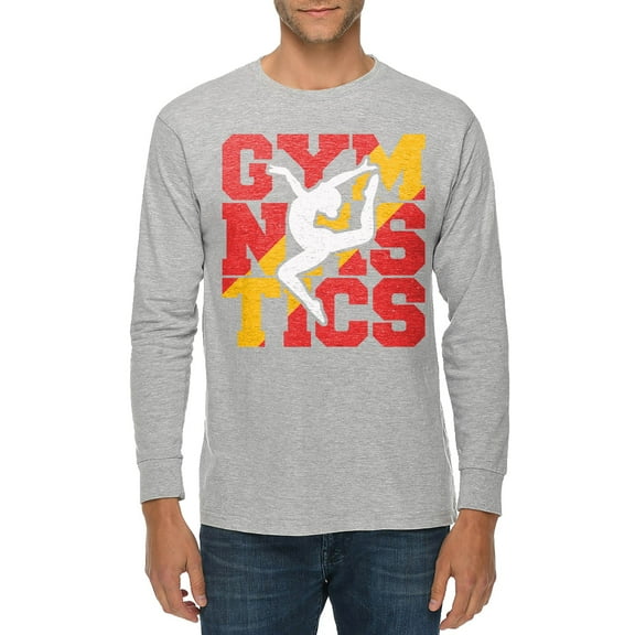 Plus Size Retro Gymnastics Graphic Long Sleeve Crewneck Tee - Heather Grey XL