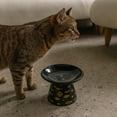 thumbnail image 2 of Dexypaws: Flat Top Ceramic Cat Bowl - Black Fish Print - 7.5oz, Pet Feeding Dish, Food & Water, Raised Ergonomic Height, Whisker Friendly, Stylish, 2 of 7