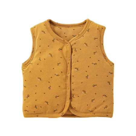 

Lumento Girls Waistcoat Floral Print Outwear V Neck Jacket Vest Casual Cardigan Sleeveless Yellow 100