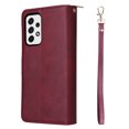 thumbnail image 4 of Feishell for Samsung Galaxy A53 5G (6.5 inch) Wallet Case for Women Men,Premium PU Leather Magnetic Clasp Zipper 9 Card Slots Folio Flip Holder Shockproof Purse Phone Case with Wrist Strap,Winered, 4 of 8