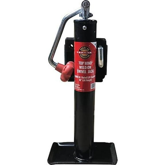 Carry-on Trailer COT975T Weld On 2K Swivel 10 in. Lift Top Wind Jack, Black