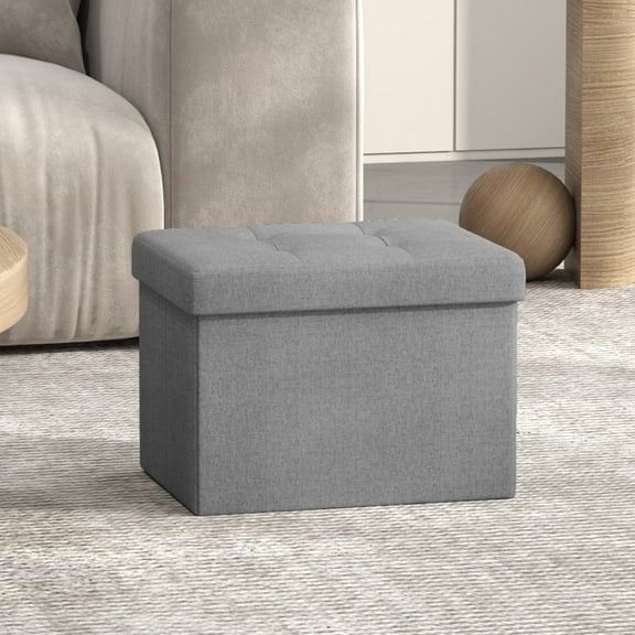 LEDREM Foldable Storage Ottoman, 286lb Capacity Multi-Purpose Foot Rest Stool with 8 Gallon Storage, 16.1"W, Light Gray