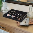 thumbnail image 5 of Velvet Jewelry Tray Black Stackable Showcase Jewelry Display Stand Drawer Removable Cosmetic Holder Jewelry Organizer Storage for DIY Earring Necklaces Pendants Bracelet Ring 8.94" x 5.7" x 1.1", 5 of 7