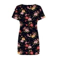 thumbnail image 5 of Sundresses for Women Casual Summer - Women's Summer Short Sleeve Crew Neck T Shirt Dress Casual Loose Swing Dress Floral Print Beach Dresses, 5 of 7