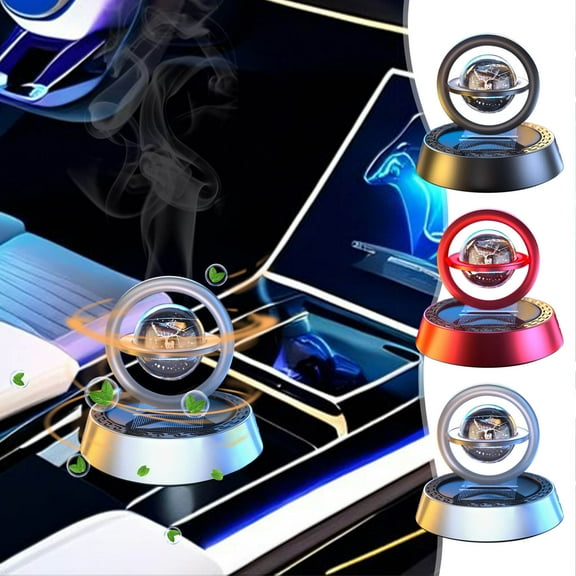 Solar Powered Car Aroma Diffuser | 5ml Solid Perfume Tablets | Rotating Alloy Dashboard Air Freshener | Long Lasting Odor Eliminator | Compact Car Accessories | No Batteries Needed