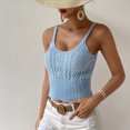 thumbnail image 2 of Camiseta sin mangas de punto con cuello redondo para mujer, camisola ajustada de Color puro elegante a la moda, camiseta sin mangas, 2 of 8