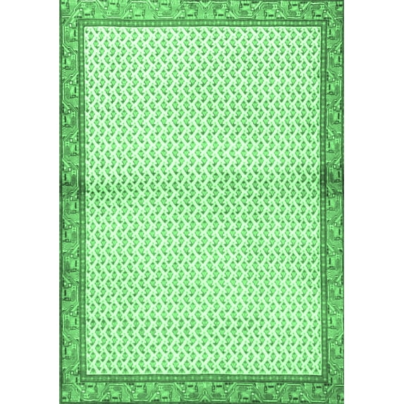 Ahgly Company Indoor Rectangle Persian Emerald Green Traditional Area Rugs, 5' x 8'