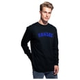 thumbnail image 2 of Daxton Retro Kansas Arch Font Long Sleeves T Shirt Soft Medium Weight Cotton, Black Tee Royal Font, S, 2 of 2