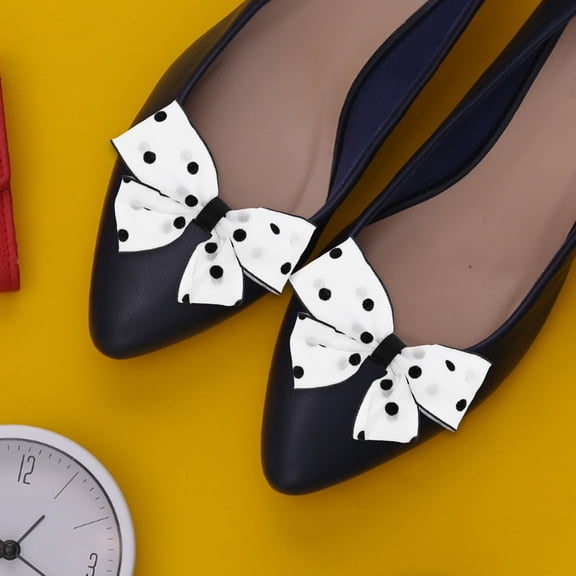 AURARMLET 2Pcs White Clip On Shoe Bows Decorative Accessories for Brides Wedding Party