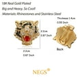 thumbnail image 6 of NEGS 18K Gold Plated Roaring Tiger Head with Green Eyes Red Tongue Stud Clip Hip Hop Rock Stainless Steel Earrings for Women Men, 6 of 7