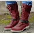 thumbnail image 3 of Winter High Square Heel Round Head Sewing Line Plus Size Martin Boots, 3 of 9