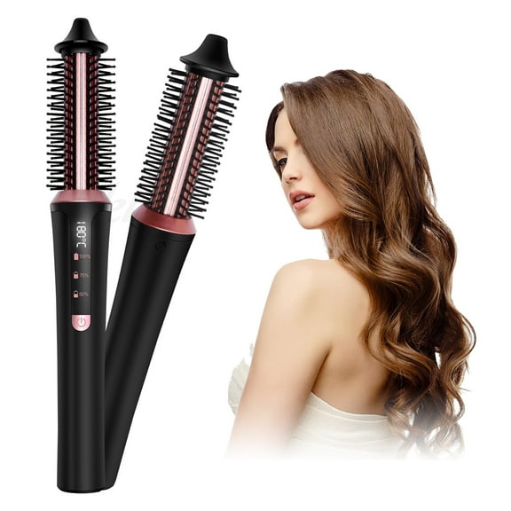 Cordless Volumizing Hot Brush, Rechargeable 3-in-1 Hair Styler for On-the-Go Styling, Portable Ceramic Ionic Straightener & Curler Comb for Travel, Home & Office