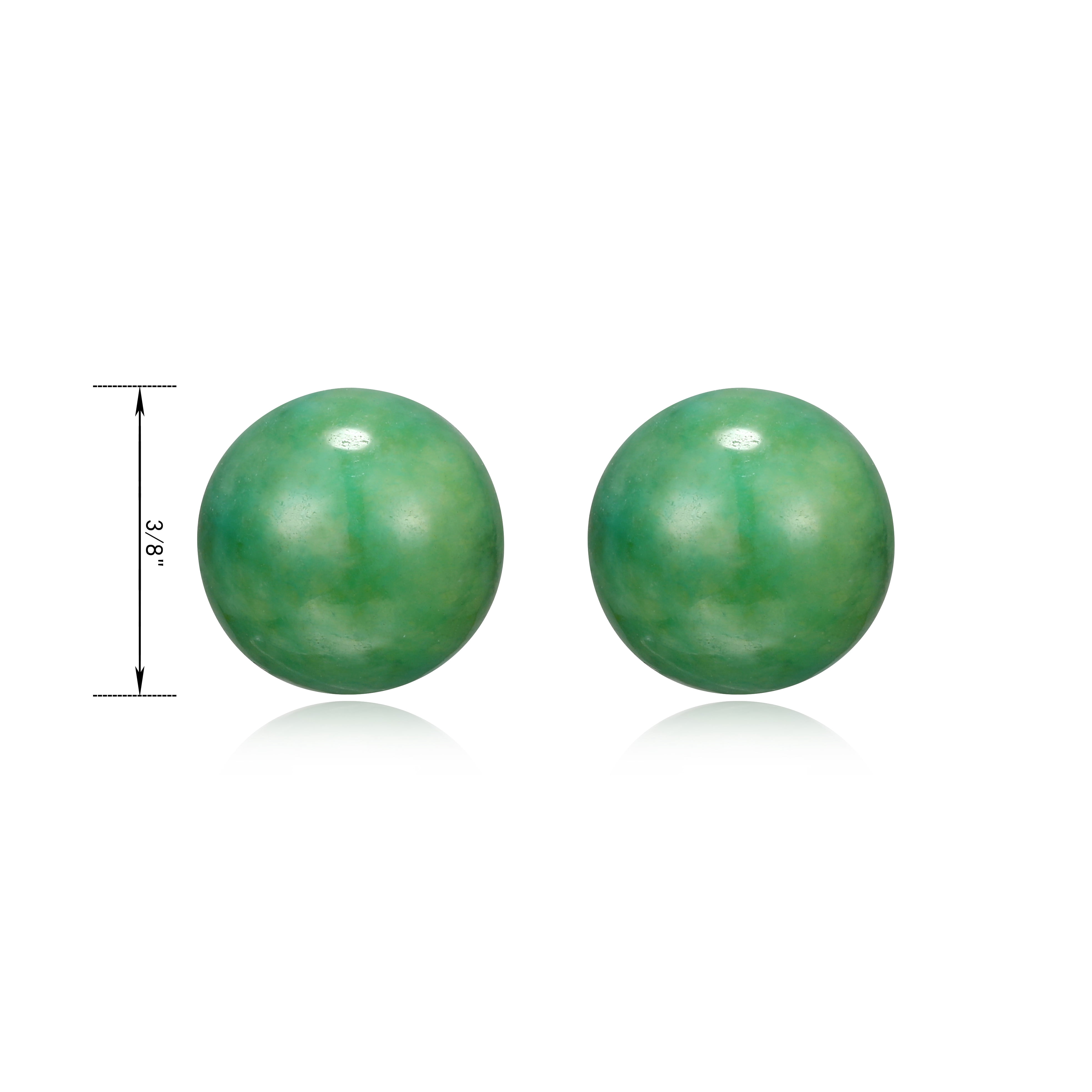 Forever Facets Women's Platinum over Sterling Silver Genuine Jade Stud Earring