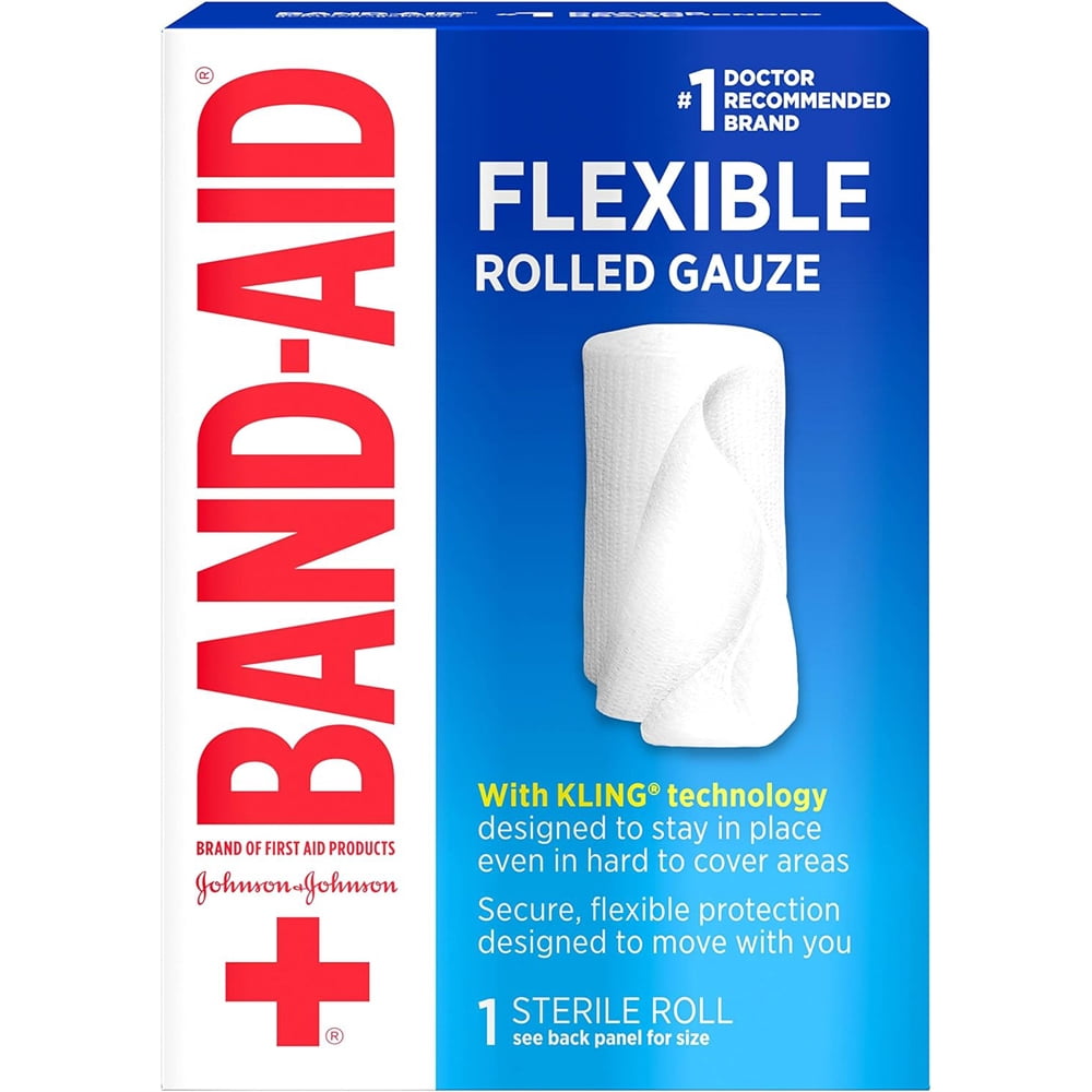 Band Aid Brand First Aid Product Flexible Rolled Gauze, 2 in x 2.5 yd