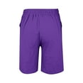 thumbnail image 4 of KALE Womens Bermuda Shorts Casual Solid Side Pockets Pants Elastic Waist Daily Mid Long Womens Short Purple, 4 of 9