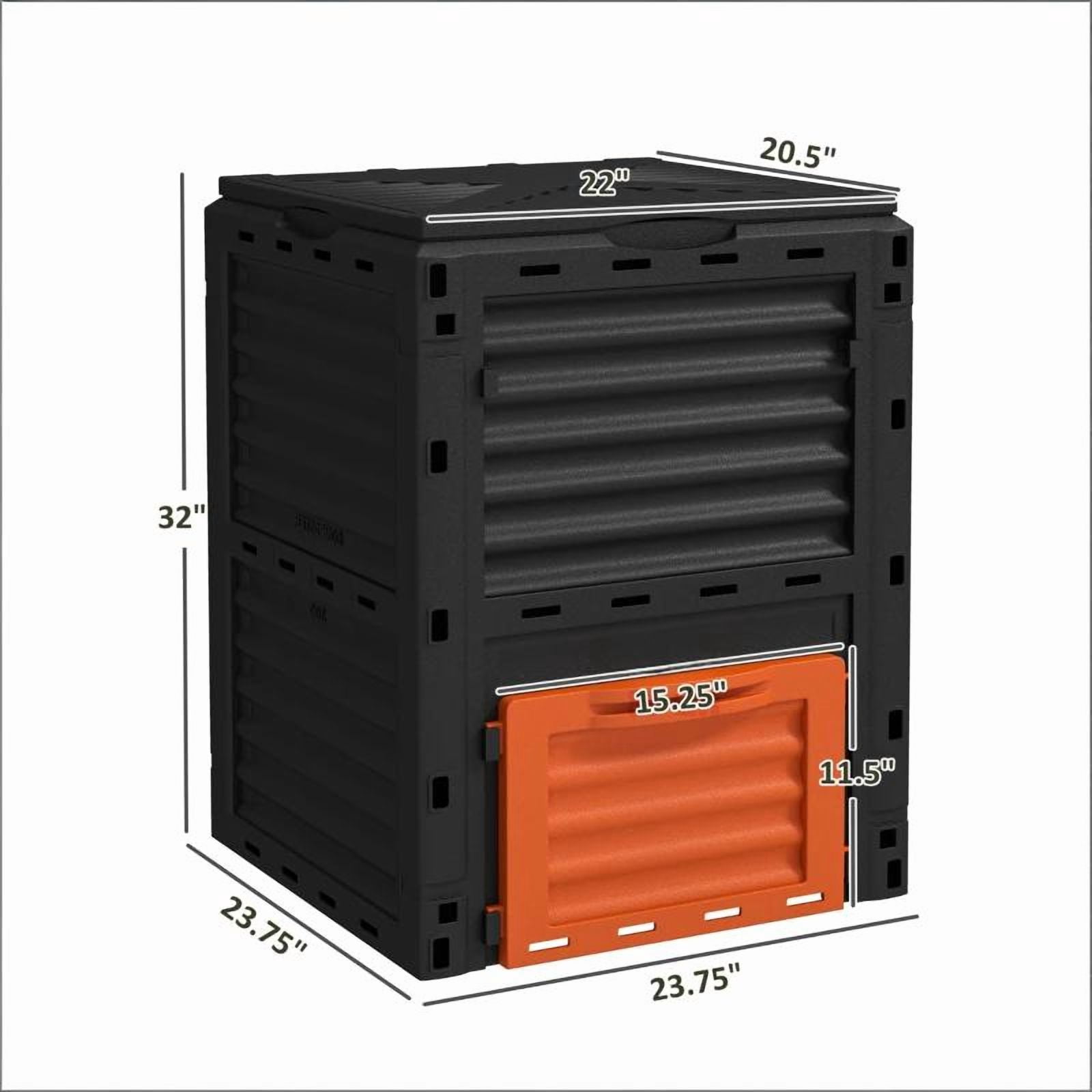 80 Gallon Outdoor Compost Bin, Orange PP Garden Composter with Ventilation & Snap-On Lid, Tool-Free Assembly Waste Converter for Backyard