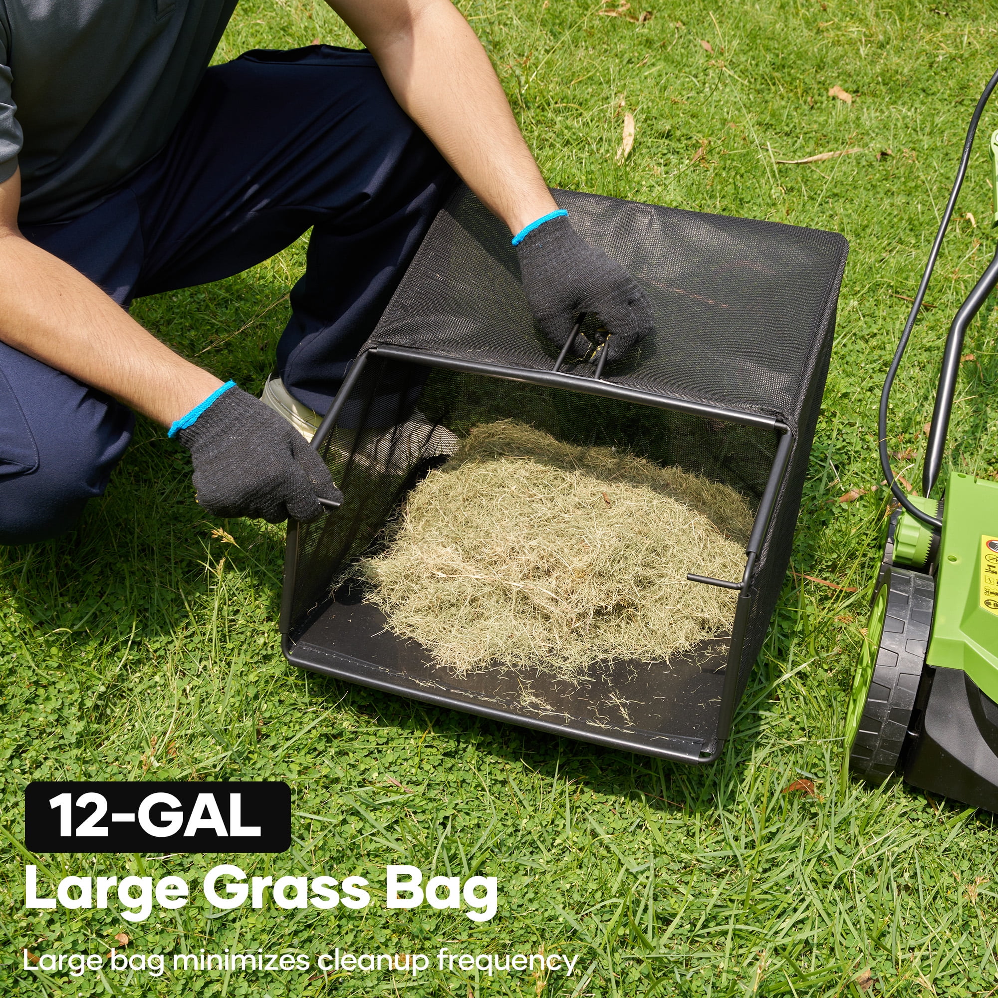 GASKY 15-inch Dethatcher and Scarifier,15A Electric Dethatcher with 5-Position Depth Adjustment & 12L Collection Bag & Tool-Free Blade Change