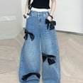 thumbnail image 7 of Girls Pants Stylish Cute Personality Wide Leg Jeans Casual Denim with Elastic Waist and Pockets for Girls, 7 of 7