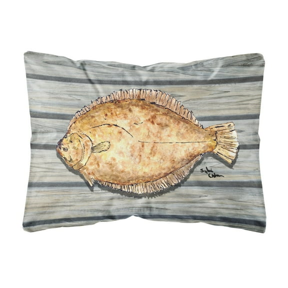 Carolines Treasures 8495PW1216 Fish Flounder Canvas Fabric Decorative Pillow, 12H x16W, multicolor