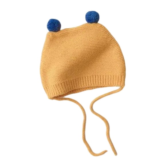 Cute Boys Girls Earflap Beanie Cartoon Drawstring Knit Hat Fall Winter Warm Cap for Kids Casual Wear & Family Gatherings