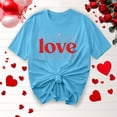 thumbnail image 1 of TIMIFIS T-Shirts pour Femmes de la Saint-Valentin Été Décontracté Manches Courtes Col Rond T-Shirts Mode T-Shirt Imprimé Cœur d'Amour, 1 of 4