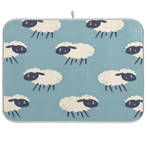 Kitchen Drying Mat 18x24In Drying Dish Mat Dish Drying Mats Kitchen Countertop Multi-Function Drain Drying Mat Kitchen Table Cute Sheep