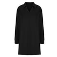 thumbnail image 6 of Guieoi Dress for Women under $10.00 Plus Size Fashion Women Solid Color V-Neck Long Sleeves Shut Up Sports Style Fall Dress Black Black*Friday/Cyber*Monday, 6 of 7