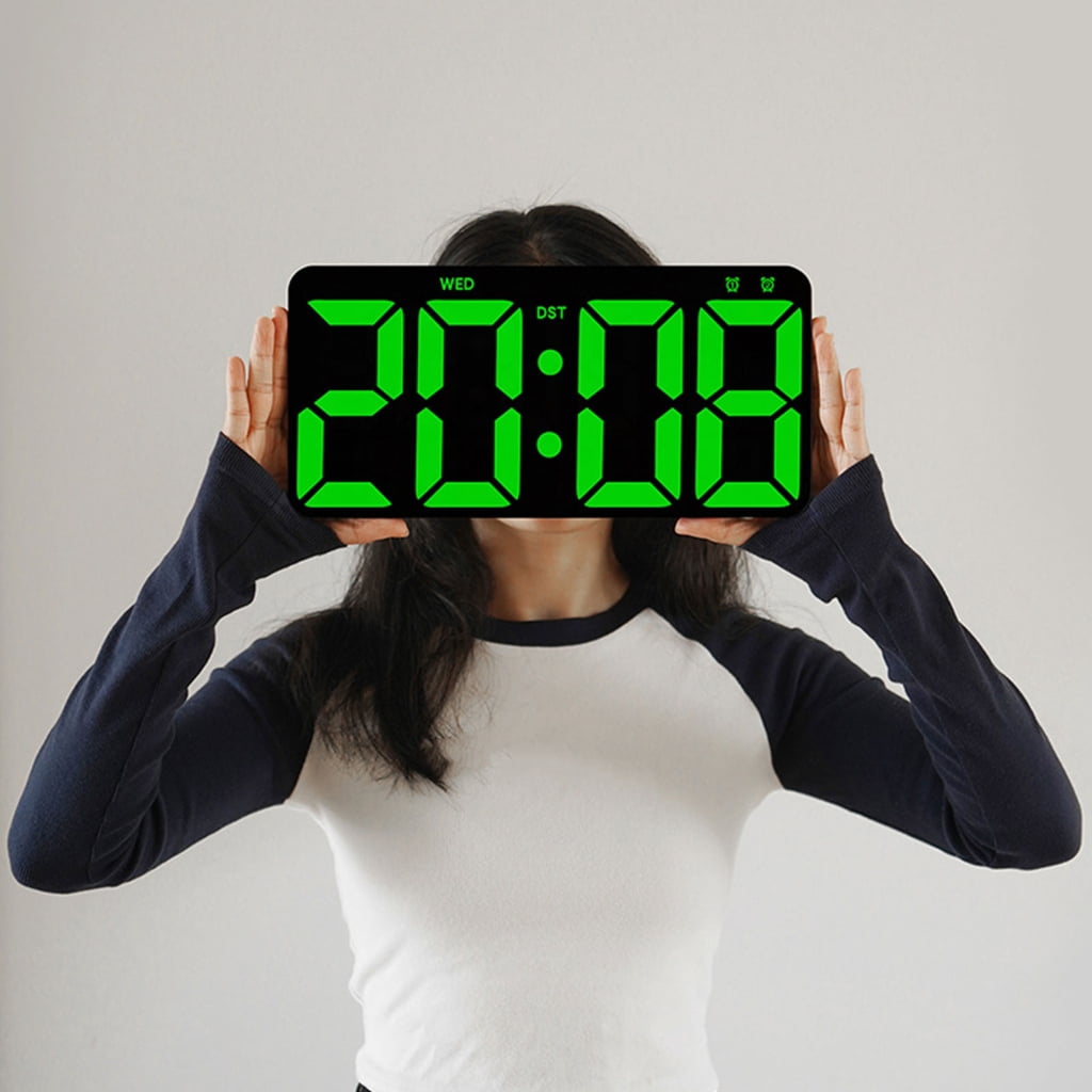 WINDLAND Large LED Digital Wall Clock with Countdown Timer, Calendar Thermometer Display