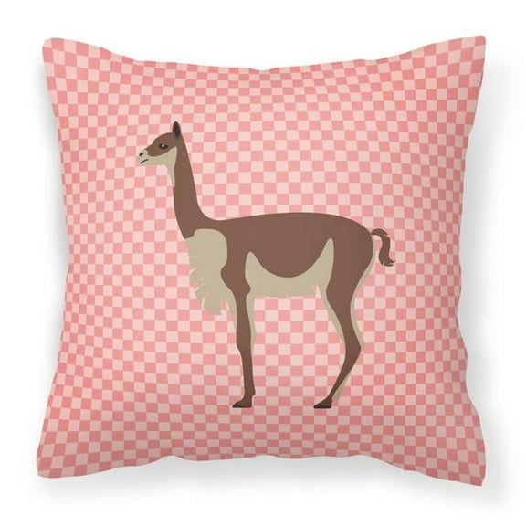 Carolines Treasures BB7917PW1818 Vicugna or Vicuna Pink Check Fabric Decorative Pillow, 18 x 18 in.