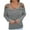 Gray, variant on Utoimkio Off Shoulder Summer Sweaters for Women Long Sleeve Crewneck Casual Pullover Sweaters Solid Knitted Outwear Jumper Tops