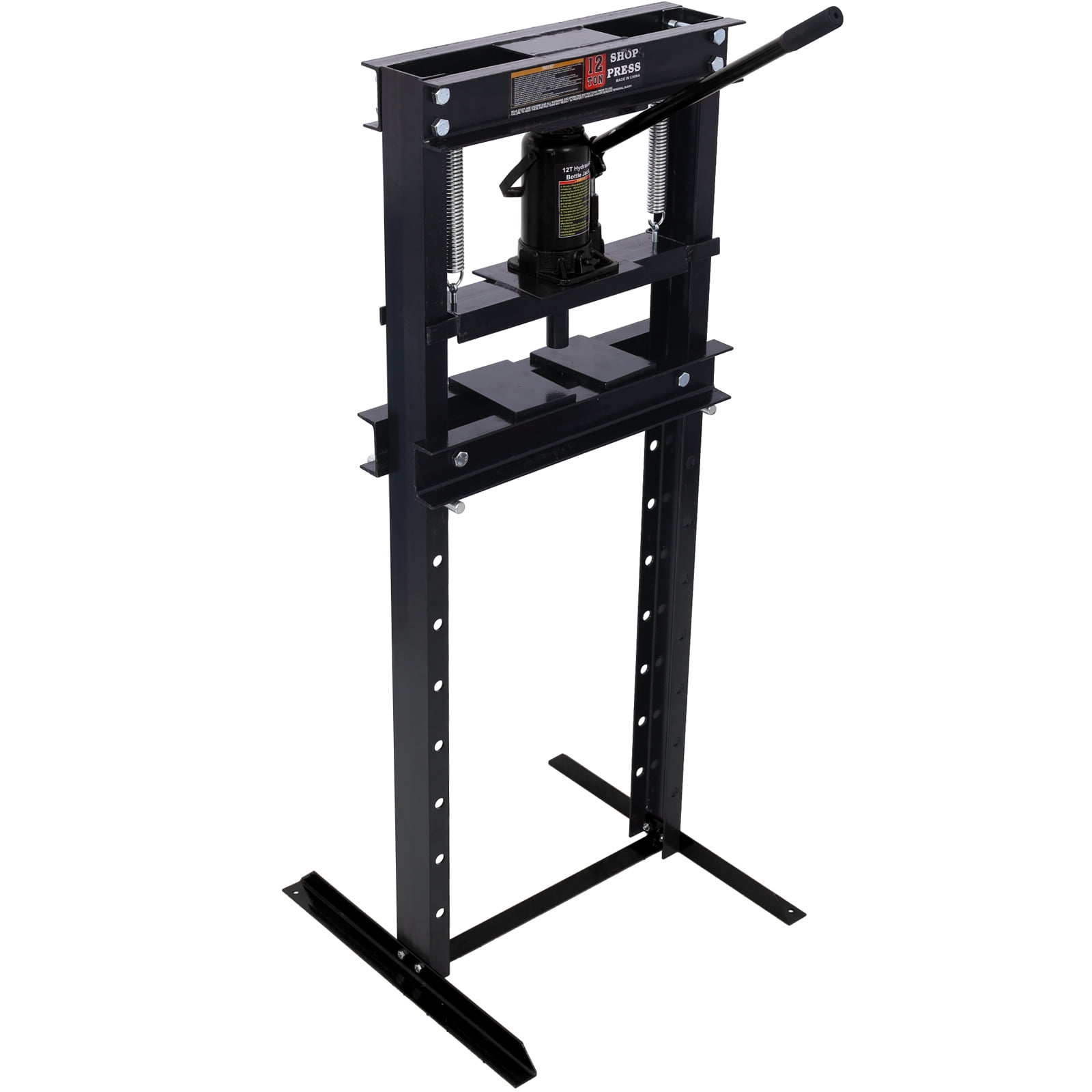 Aukfa 12 -Ton Hydraulic Shop Press with Press Plates, H-Frame Garage Floor Press, Black