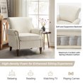 thumbnail image 6 of Fabric Armchair White Upholstered Wingback Accent Chair Sofa Couch Wood Legs Nailhead Trim Home Living Room Bedroom Ivory, 6 of 7