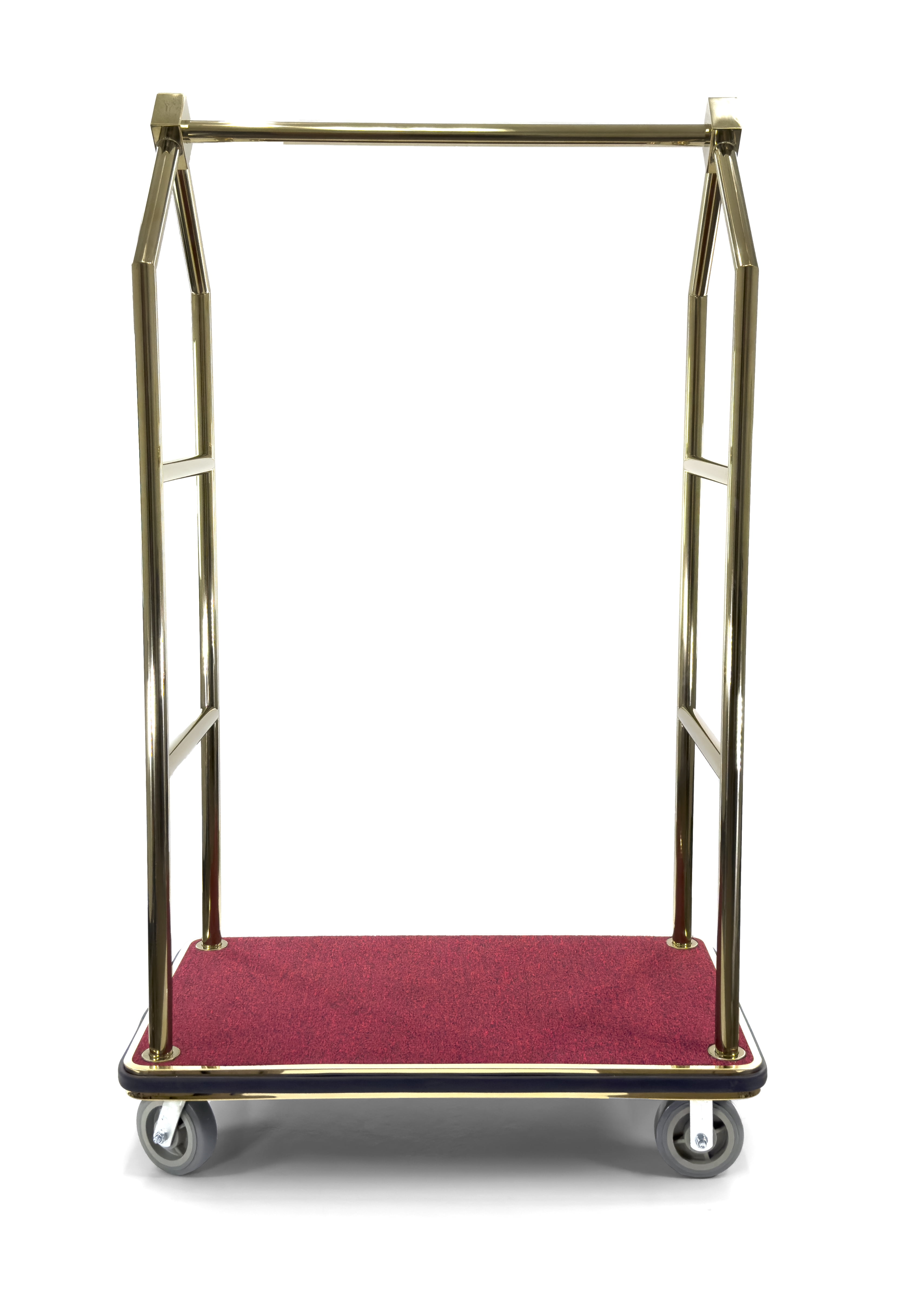 Gold Heavy Duty Customizable Bellman s Cart Rectangular Red Carpet Base Angled Top Clothing Rail Hotel Luggage Cart Walmart