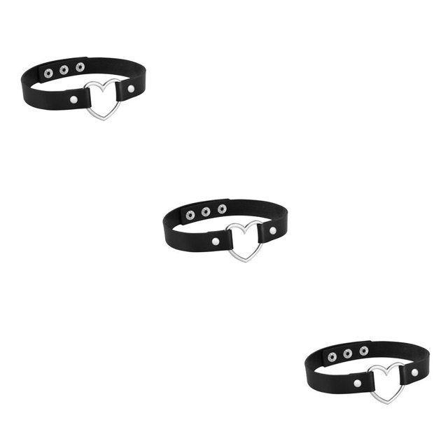 Collar colorido Qarigey Gargantilla de cuero Negro 3piezas