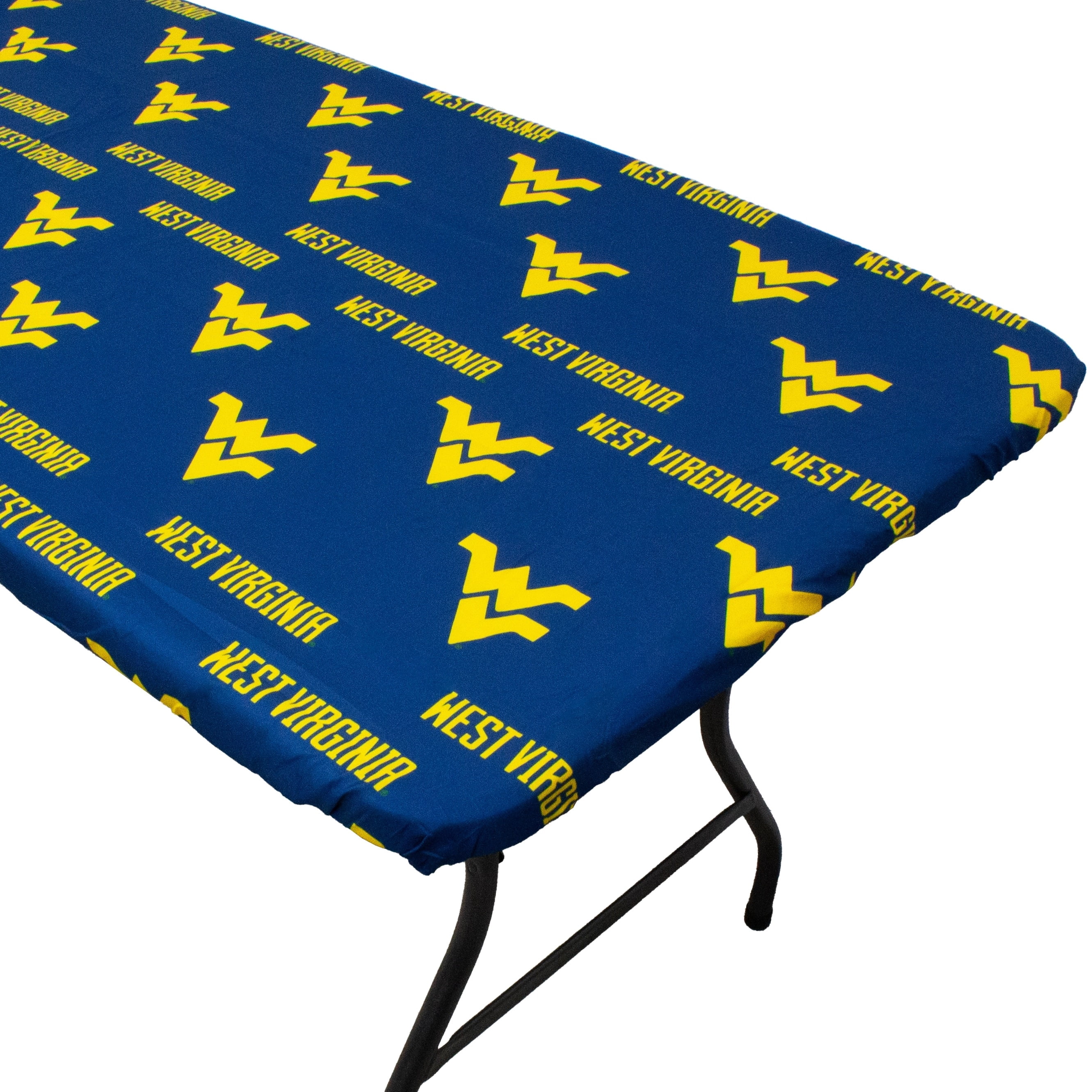 West Virginia Mountaineers Tailgate Fitted Tablecloth Single - 33" x 33", Card Table - West Virginia Mountaineers