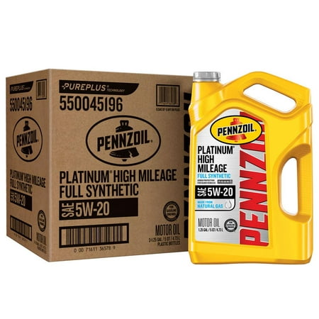 (3 pack) (3 Pack) Pennzoil Platinum High-Mileage 5W-20 Full Synthetic Motor Oil, 5 qt